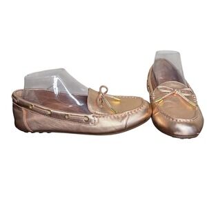 Vionic Rose Gold Virginia Metallic Driver Loafer Bow Orthotic Women's Size 7.5